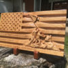 Iwo Jima Marines Wooden Carved Flag