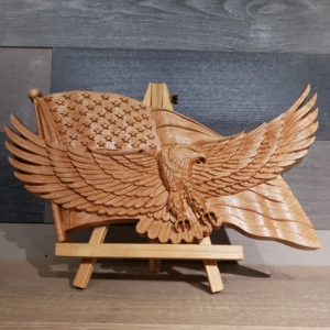 American Flag with Eagle | Carved Wooden Flag | Patriotic Decor | Wood American Flag | Bald Eagle Flag